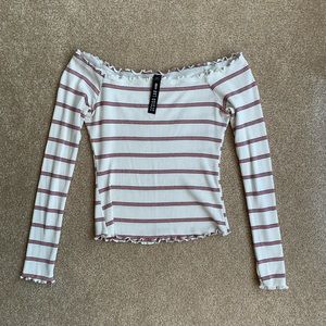 Striped off the shoulder top